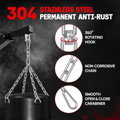 Yes4All Punching Bag Hanger, Heavy Bag Spring 555 LB Capacity, Stainless Steel Hanging Kit with Spring Hook & Carabiner, Indoor & Outdoor Mounting for Boxing Bags & Recreation - style: Wood Beam Hanger only