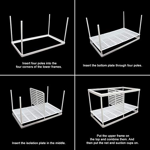 Aquarium Fish Breeder Box Fish Fry Hatchery Incubator Net Nylon Isolation Mesh with 3pcs Pipette (Large) - size: Large