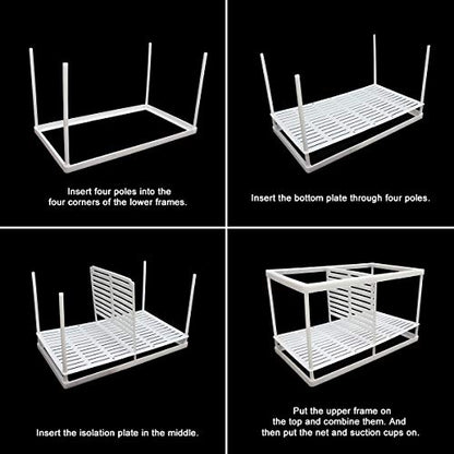 Aquarium Fish Breeder Box Fish Fry Hatchery Incubator Net Nylon Isolation Mesh with 3pcs Pipette (Large) - size: Large