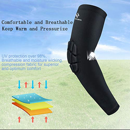 2PCS Padded Elbow Sleeves Compression Arm Protective Support - size: Medium