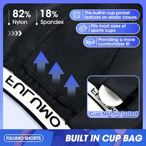 Men's Compression Athletic Shorts with Pocket Cup - color: Black, size: Medium