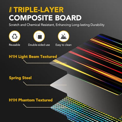 3D Printer Build Plate for Bambu Lab X1 X1C X1E P1P P1S A1, 3D Printer Accessories H1H Dual Texture 257x257mm, Flexible Spring Steel Hot Bed Platform Sheet