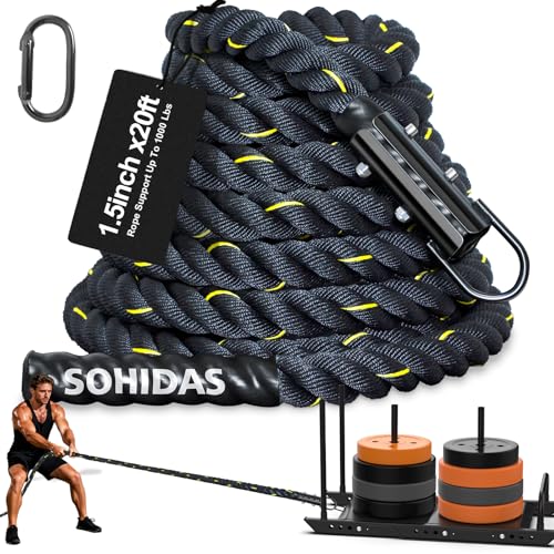 20FT Weight Sled Rope Workout Sled Pulling Ropes, Sled Push Gym Equipment Weight Sled Pull Rope for Training Tire Pulling Workout Fitness Resistance Football Exercise Equipment for Men Women - size: 1.5IN 20FT Sled Rope