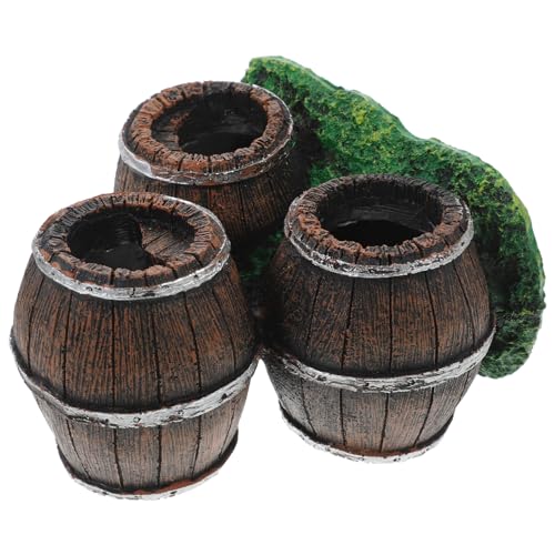 VICASKY Resin Aquarium Broken Barrel Décor Stacked Fish Tank Ornament Wear-Resistant Landscaping Hideout Shelter for Betta and Shrimp Habitat