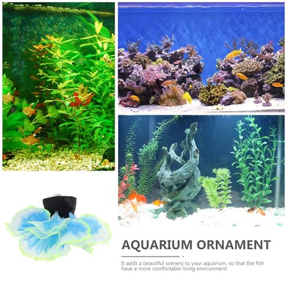 TEHAUX Artificial Aquatic Leaf Blue Silicone Fish Tank Decor Aquarium Water Decoration for Freshwater Tanks and Betta Fish