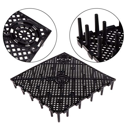 POPETPOP Black Aquarium Divider Trays Fish Tank Bottom Plate Grid Isolate Board Divider- Aquarium Divider Tray PVC Splicing Clapboard Bottom (Black) PVC Splicing Aquarium Accessory