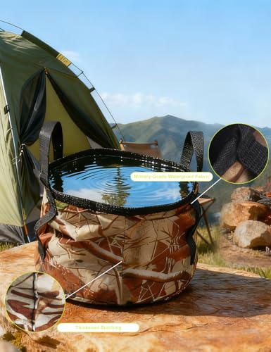 Collapsible Sink Bucket with Handle for Camping,Leakproof Foldable Travel Sink Buckets,Nylon Small Swamp Bucket for Fishing,Cleaning,Washing,Hunting,Water Storage