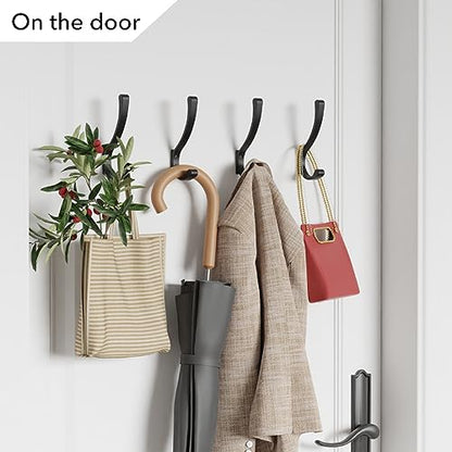 Coat Hooks Wall Mounted, Heavy Duty Hooks Hanging Towel, Black 4 Pack,Metal - size: 4 Pack