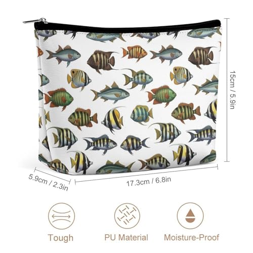Supdreamc Lazy Toiletry Bag Clutch Bag, Sea Fish Pattern Cosmetic Train Case Organizer Large Capacity Carry On Bag, Luggage Pouch, Makeup Pouch for Women GirlGirls Ladies - color: Pattern 432