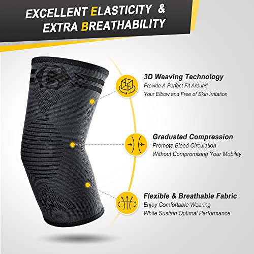 CAMBIVO 2 Pack Elbow Brace Compression Sleeve, Tennis & Golfer's Elbow - color: Black, size: Medium