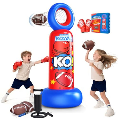 ODOSOLA 67'' Inflatable Punching Bag Freestanding for Kids Aged 3-12 – Heavy Duty Boxing Set for Karate & Taekwondo, Stable Boxing Bag Active Kids Toy, Christmas Birthday Gift for Boys and Girls - color: Red