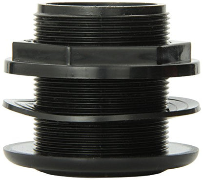 Lifegard Aquatics Standard Threaded Bulkhead Kit for Fish Aquariums – High-Impact Resistant PVC – Includes Bulkhead Fitting, Gasket, Lock Nut – Jet Black – 1-1/2 Inch - size: 1.5"