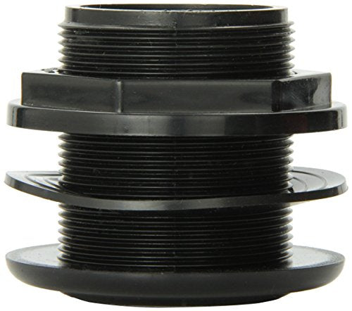 Lifegard Aquatics Standard Threaded Bulkhead Kit for Fish Aquariums – High-Impact Resistant PVC – Includes Bulkhead Fitting, Gasket, Lock Nut – Jet Black – 1-1/2 Inch - size: 1.5"