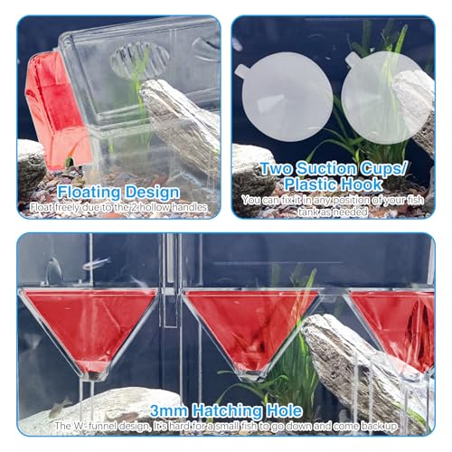 Fish Breeding Box - 4 Rooms HD Aquarium Breeder with Suction Cups, Baby Hatchery Acrylic Incubator Isolation Box, Artificial Plant for Guppy Hatchery - size: 4 Rooms