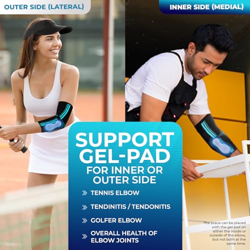 DR. BRACE® Elite Elbow Brace, Breathable Elbow Compression Sleeve - color: Black-Blue, size: Small