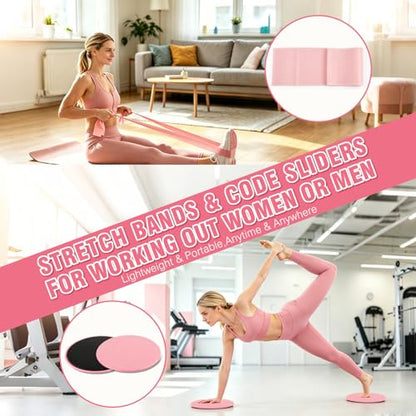 Pilates Kit for Home Workouts, 19-Piece Full Body Fitness Equipment Set with 14.5" Pilates Ring, 9.8" Exercise Ball, Resistance Bands, Core Sliders & Ankle Weights for Women and Beginners