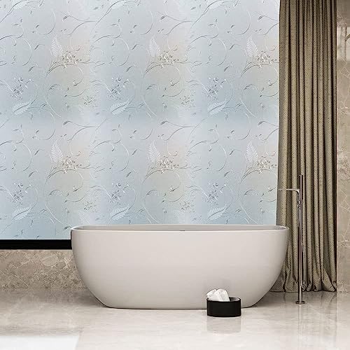 Frosted Privacy Glass Window Film, Vinyl Decorative Window Decals, Static Clings No-Glue Removable Window Film for Home Bathroom Living Room (23.6 x 157.4 inch) - size: 23.6'' x 157.4'' (60 x 400 cm)