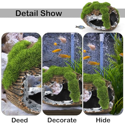 NQEUEPN Broken Barrel Fish Tank Decor, Fish Tank Accessories Decorations Resin Betta Fish Hideout Cave for Fish Tank Ornaments for Small Animal Play Rest Hide Breed