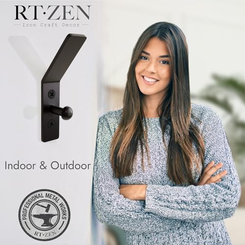 RTZEN Classic Farmhouse Wall Mount Multi-Use Wrought Iron Hook Set (3 Pack) - style: Double Hammer Nail