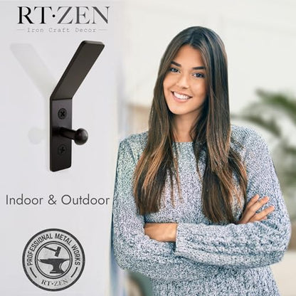 RTZEN Classic Farmhouse Wall Mount Multi-Use Wrought Iron Hook Set (3 Pack) - style: Double Hammer Nail