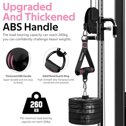 RENRANRING Gym Exercise Handles, Replacement Handle Attachments for Cable Machine Pulleys, Resistance Band and Strength Trainer, Pull Down Workout Accessories, Home Gym Add On Equipment - color: Black, Pink