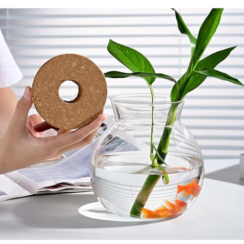 Small Fish Bowl, Cute Betta Tank, High Clear Fish Glass Bowl, Desktop Mini Aquarium Vases for Betta Fish and Hydroponic Plants, Plants Propagation Station, Home Office Table Decorations - size: 0.5 Gallon