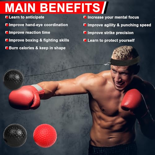 Boxing Reflex Ball - Excellent for Beginners and Experts Alike. Great Exercise for Hand Eye Coordination, Reflexes and Improve Speed