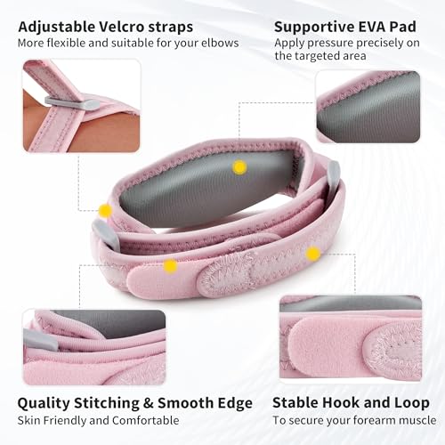 CAMBIVO 2 Pack Tennis Elbow Brace Strap for Tendonitis, Light Pink - color: Light Pink, size: 2 Count (Pack of 1)