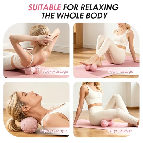 Large Peanut Massage Ball 4.3" Double Lacrosse Ball for Myofascial Release - color: Pink-large Peanut Ball