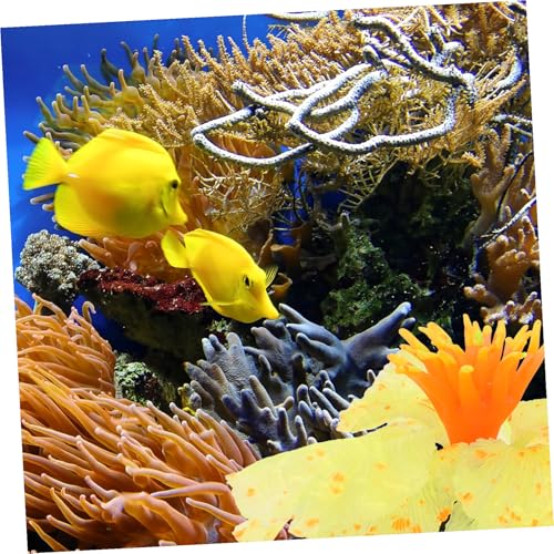 Mobestech Yellow Silicone Aquarium Water Plant Decor Realistic Artificial Aquatic Ornament for Fish Tank Landscape Lightweight Hideaway for Betta and Freshwater Fish