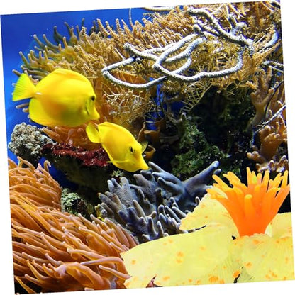 Mobestech Yellow Silicone Aquarium Water Plant Decor Realistic Artificial Aquatic Ornament for Fish Tank Landscape Lightweight Hideaway for Betta and Freshwater Fish