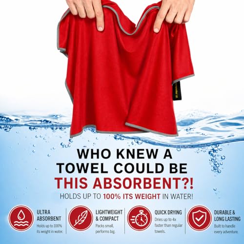 Backpacking Ultralight Quick Dry Microfiber Soft Fast Drying Hand and Face Towel Wash Cloth Camping Yoga Hiking Active Lifestyle (Red, Medium16x28) - color: Red, size: Medium