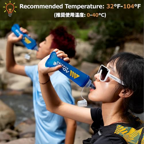 Azarxis TPU Soft Flask Collapsible Water Bottle Running Folding Gel Water Reservoir Handheld for Hydration Pack Hiking Cycling Climbing Jogging Marathon Trail Race - color: #01 Blue - 250ml -1-pack