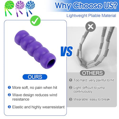 Jump Rope for Kids, 9 Ft Adjustable Jump Ropes for 4 5 6 7 8 10 12, Segmented Soft Beaded Jumping Rope Age 8-12, Tangle Free Skipping Rope for Women Man Fitness Weight Loss - color: Green, Purple, Blue