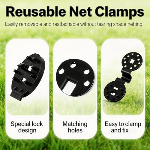50Pcs Tarp Clips, Shade Cloth Clips Heavy Duty Lock Grip, Windproof Awning Clamp for Sunscreen, Sunshade Retaining Net, Garden Greenhouse Tarp Mesh Canopy Fence