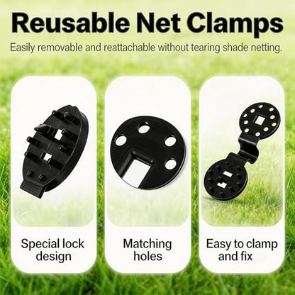 50Pcs Tarp Clips, Shade Cloth Clips Heavy Duty Lock Grip, Windproof Awning Clamp for Sunscreen, Sunshade Retaining Net, Garden Greenhouse Tarp Mesh Canopy Fence