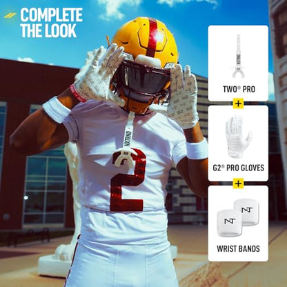 Nxtrnd Two Pro Football Mouth Guard, Permanent Strap, Fits Adult & Youth (White) - color: White Pro