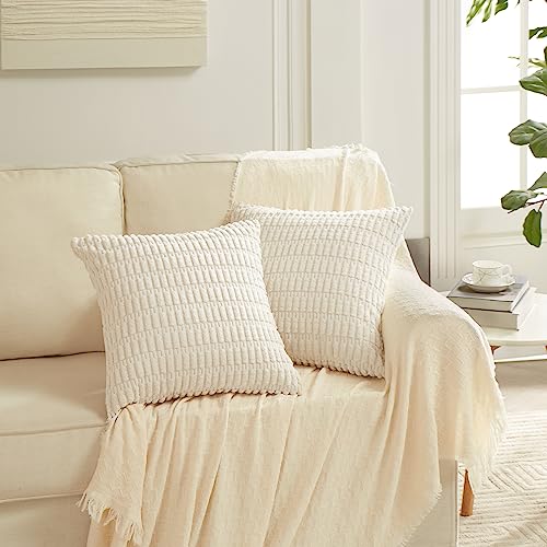 Fancy Homi 4 Packs Decorative Throw Pillow Covers for Living Room Couch Bed, Modern Farmhouse Boho Home Décor Accent Cushion Case, 18" x 18", Neutral