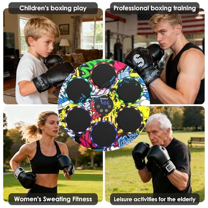 Music Boxing Machine for Kids & Adults - Wall Punching Pad with Lighting, 9-Speed Bluetooth Boxing Game with Gloves, Wall Mounted Exercise Equipment, 2026 Upgrade Boxing Equipment for Kids Age 6+ - color: Hip-Hop