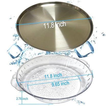 Golden Chilled Serving Tray for Parties 11.8" Compartments Ice Bowl Keeps Food Fruit Dish Cold Platter for Vegetable Seafood Shrimp Cocktail Appetizer Oysters Cheese