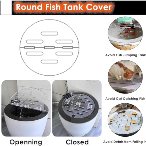 Cat-Proof Acrylic Lid for Round Aquarium - Customizable Fish Tank Cover, Anti-Jump Terrarium Hood with Hinges, Folding Flip-Top Design for Easy Access