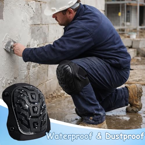 King Mills Plus Size Knee Pads with Hardshell Protection for Work, Black | Extra Large, Cleaning Floors and Tile Work, Carpenter Knee Pads, Heavy Duty Comfortable Anti-slip Foam, Floors and Gardening