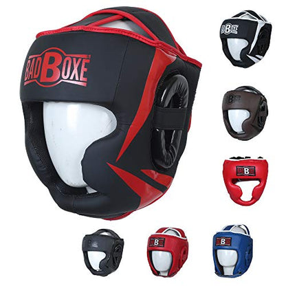 Boxing Head Guard Muay Thai MMA Sparring Headgear… (Black/RED, Small/Medium)