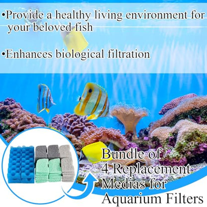 40 Pcs Replacement Filter Media Kit Compatible with Fluval 406/407, Aquarium Filters Set Including 4 Biological Foams, 36 Ammonia/Phosphate/Nitrite Remover - style: 406/407