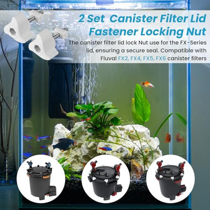 ETZ 2 Kit Canister Filter Lid Fastener Compatible with Fluval FX4/FX5/FX6 Filter, Lid Fastener Locking Nut Replacement Parts A20215, for Aquarium Filter Lid Locking, Secure Fit