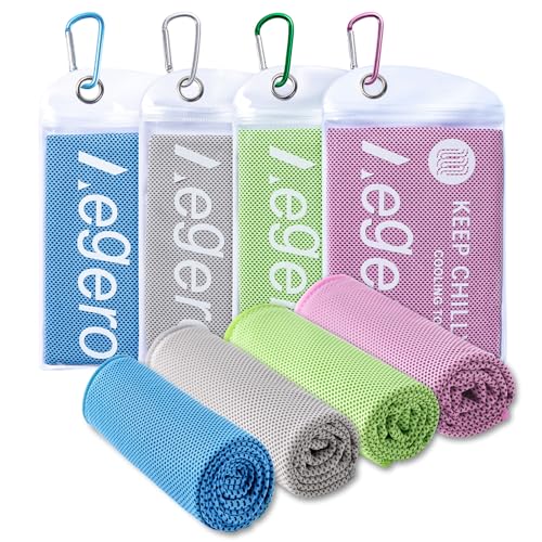 4Pack Cooling Towel 40"x12" Cooling Neck Wraps,Soft Breathable ChillyTowel | IceTowel, Microfiber Towels for Yoga, RunninGym, Camping, Fitness, Workout & More Activities - color: Light Blue/Green/Pink/Grey