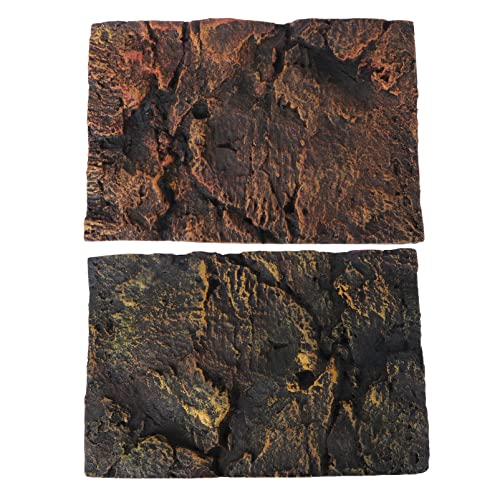 VILLCASE 3D Aquarium Background Reptile Rock Background 3D Stereo Amphibian Backdrop Aquarium Decoration for Fish Lizard Bearded Dragons Geckos Snakes Reptile Stickers