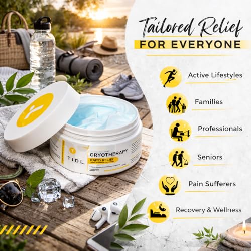 TIDL Cryotherapy Pain Relief Plant-Based Menthol Cream, 2-Pack 3 fl oz Each | Cooling Cream for Arthritis Joint Muscle Back Pain Relief Anti-Inflammatory Fast-Absorbing Full-Body Recovery - style: 6 Ounce