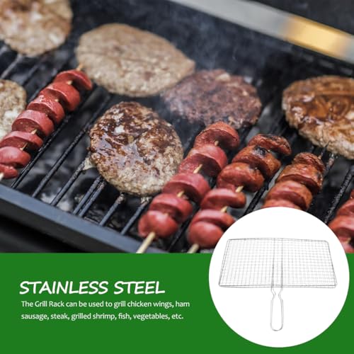 Toddmomy Stainless Steel Grill Basket Fish Kebab Clamp Bbq Net for Grilling Tongs for Grilling Barbecue Tool Picnic Equipment