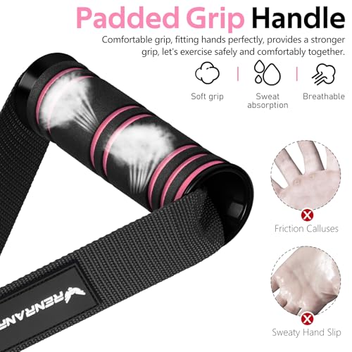 RENRANRING Gym Exercise Handles, Replacement Handle Attachments for Cable Machine Pulleys, Resistance Band and Strength Trainer, Pull Down Workout Accessories, Home Gym Add On Equipment - color: Black, Pink